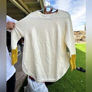 Anthropologie Cream and Yellow Sweater